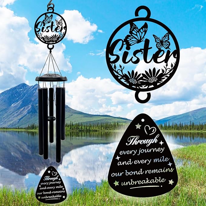 Sister Gifts,37" Sister Birthday Gifts Wind Chime,Bestie Gift for Women,Unique Sisters Gift for Birthday,Christmas,Mothers Day,Wedding,Graduation,Garden Decoration