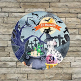 Retro Metal Sign 12"x12",Happy Halloween Scary Night Grave Witch Bats Trick Or Treat Dog Aluminum Tin Metal Sign for Home Living Room Bedroom Garden Farm Patio Decor Wall Art Poster