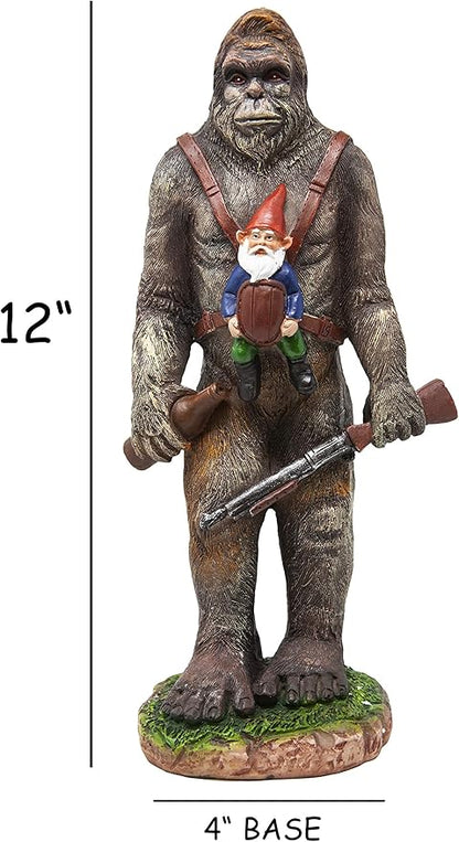 Funny Guy Mugs Bigfoot Garden Statue - Bigfoot and A Gnome - Indoor/Outdoor Garden Gnome Sculpture for Patio, Yard or Lawn