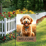 BlissYard Dog Welcome Garden Flag 12x18 Inch – Double-Sided Outdoor Yard Flag, Spring Summer Garden Decor for Lawn Porch Patio Backyard, Goldendoodle Dog Lovers Gift
