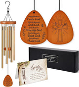 Christian Wind Chimes with Bible Verse - Catholic Spiritual Biblical Christian Gifts for Women Mom Grandma - Birthday Baptism Christmas Faith Based Gifts - Cross Religious Wind Chimes for Outside 28in