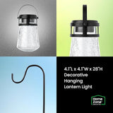 Home Zone Security 2 Packs Solar Crackle Glass Solar Lanterns Light Hanging Outdoor Waterproof 10 Lumens 3000K Decorative Large Crackle Glass Garden LED Lights, No Wiring for Patio Backyard Garden