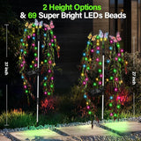 Solar Garden Lights Outdoor Decorative Waterproof, 69LED Swaying Tree Solar Lights for Outside, Butterfly Flower Lights Solar Power Yard Decor for Pathway Patio Lawn Grave Decorations