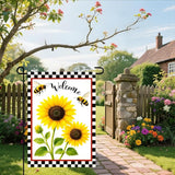 IVN Welcome Garden Flag 12x18 Inch Double Sided Spring Summer Yard Flags Sunflower Bees Decorative Small Flags for Outdoor Seasonal Front Door Lawn Porch Patio Decor Yard Flag