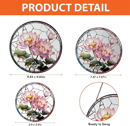 NAZENTI Personalized Grandma Flower Garden Gifts for Mother's Day, Personalized Stained Glass Window Hanging Suncatcher with Kids Name, Birth Flower Memorial Gift