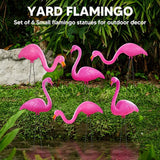 JOYIN Set of 6 Small Pink Flamingo Yard Ornament Stakes, 17" Plastic Flamingo Lawn Statues with Metal Legs for Sidewalks, Outdoor Garden Decor, Luau & Pool Party Decorations, 2 Styles