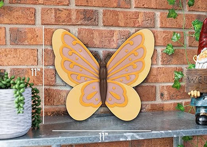 Magnolia Garden 12-Inch Sculpted Butterfly Decorative Stepping Stone – 3D Yellow & Amber Resin Garden Walkway Tile – Vibrant Winged Insect Outdoor Accent
