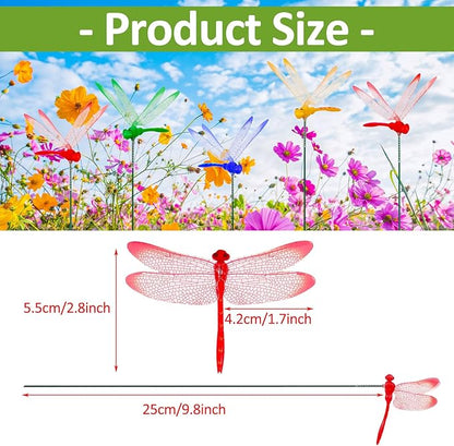 Augshy 50 Pcs Dragonfly Decoration Stakes Garden Dragonfly Artificial Ornaments for Indoor Outdoor Garden Birthday Wedding Party Decor