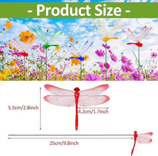Augshy 50 Pcs Dragonfly Decoration Stakes Garden Dragonfly Artificial Ornaments for Indoor Outdoor Garden Birthday Wedding Party Decor