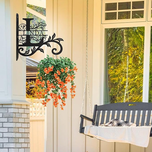 Personalized Metal Plant Hanger Outdoor and Indoor Decor, Custom Hanging Plants Bracket, Plant Hooks for Bird Feeder, Wind Chime, Flower Baskets, Hanging Plant Hooks (Last Name)