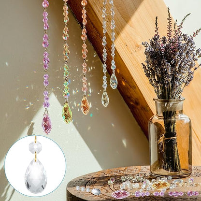 PATIKIL Teardrop Crystal Chandelier Pendants Beads, 6 Pack 120mm Length 38mm Chandelier Prisms Parts Ornaments Hanging Beads for DIY Arts Crafts Decoration, Clear