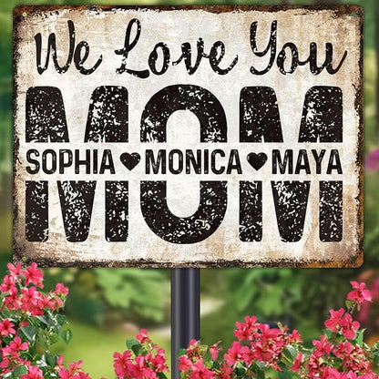 Custom Garden Signs Personalized Metal Tin Sign for Women, Retro Funny Mom Metal Sign for Outdoor, Patio, Yard Rustic Home Decor Gift for Mothers Day, Grandmas, and Gardening Lovers