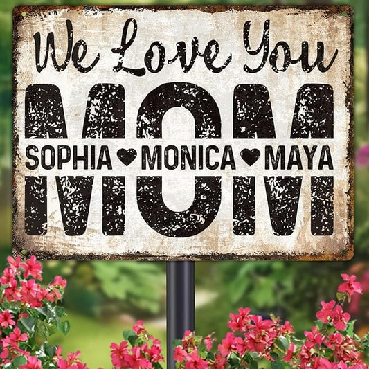 Custom Garden Signs Personalized Metal Tin Sign for Women, Retro Funny Mom Metal Sign for Outdoor, Patio, Yard Rustic Home Decor Gift for Mothers Day, Grandmas, and Gardening Lovers