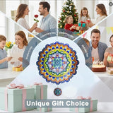 2 Pack Wind Spinners Outdoor Hanging Stainless Steel Multi Color 12 Inch Yard Art Decoration 3D Wind Spinners Mandala for Garden Porch