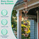 8.8ft Rain Chain for Gutters Downspouts Outside,Butterfly Rain Chain Cups with 12 Copper Chain Adjustable Lotus Rain Catcher Chain Functional and Decorative Replacement for Gutter Downspouts