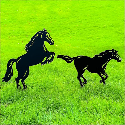 TIGGSY Horse Metal Decorative Garden Stakes Horse Gifts for Women/Men Horse Lovers Gifts Silhouette Statues for Yard Art, Outside, Patio, Outdoor Decor, Garden Decorations, Lawn Ornaments