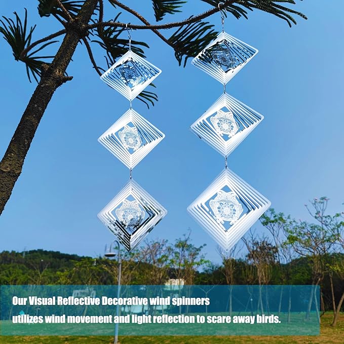 Bird Deterrents for Outside, Reflective Stainless Steel Bird Scare, Frog Wind Spinners outdoor Garden Decor, Bird Scare Devices to Keep Woodpeckers, Pigeons Away from Your House, Patio, Orchards