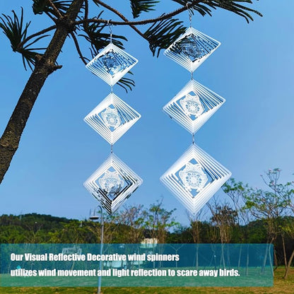 Bird Deterrents for Outside, Reflective Stainless Steel Bird Scare, Frog Wind Spinners outdoor Garden Decor, Bird Scare Devices to Keep Woodpeckers, Pigeons Away from Your House, Patio, Orchards