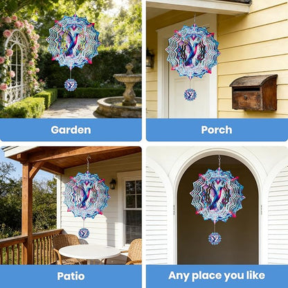 Wind Spinners Outdoor Bird, 12 inch Stainless Steel Craft Decor Birthday Gifts for Women, Men and Mom - Wind Spinners Hanging Kinetic for Yard, Garden, Outside, Patio, Outdoor