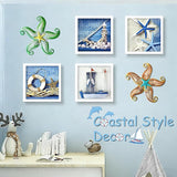 POXOHO Starfish Outdoor Metal Wall Decor, Metal Wall Art Outdoor for Garden Yard Fence, 12" Hanging Glass Sculpture, Starfish Coastal Wall Decor for Ocean Themed Gifts (Green)