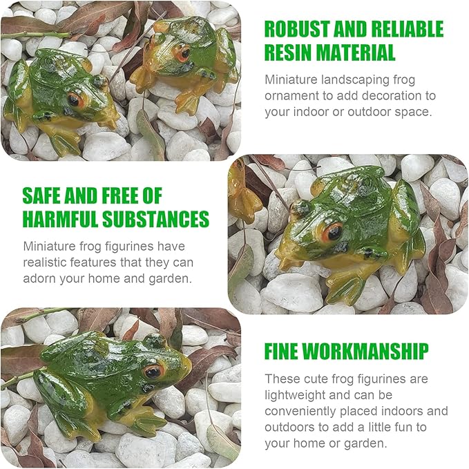 4 PCS Miniature Frog Statue, Outdoor Garden Figurines Decoration, Mini Cute Figures for Patio Yard Micro Landscape Fairy Garden Ornaments