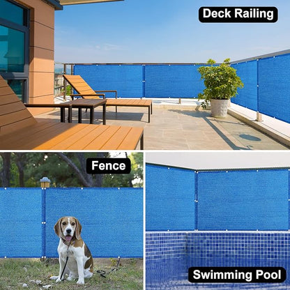 Eden's Decor Balcony Privacy Screen Cover Mesh Windscreen Weather-Resistant UV Protection for Backyard Deck, Patio, Balcony, Pool, Porch, Fence, Railing, Gardening (Blue,4'2"x 15')