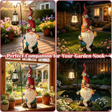 Pohabery 19.3" Large Garden Gnomes Outdoor Statue with Solar Lights, Funny Tall Gnome Garden Decor for Outside Patio Yard Decorations, Unique Gnomes Gifts for Women Mom Grandma