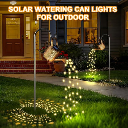 2 Pack Solar Watering Can Lights, Solar Lights Outdoor Decorative, Small Hanging Lantern Landscape Light Waterproof, Outside Garden Decor for Yard Lawn Patio, Gifts for Mom Women Birthday Mother's Day