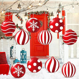 Jetec 10 Pcs Christmas Inflatable Balls Decorations 9 Inch PVC Inflatable Balls Winter Snowman Hanging Ornaments for Outdoor Garden Tree Party(Xmas Ball)