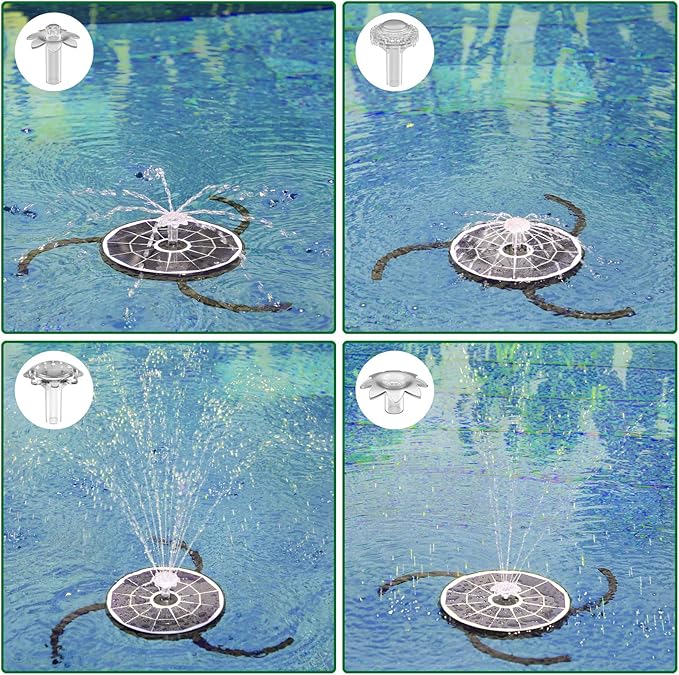 AISITIN 3.7W Solar Bird Bath Fountain Pump, 7.1" Solar Powered Water Fountain Pump for Garden, Ponds, Pool, Fish Tank, Aquarium and Outdoor