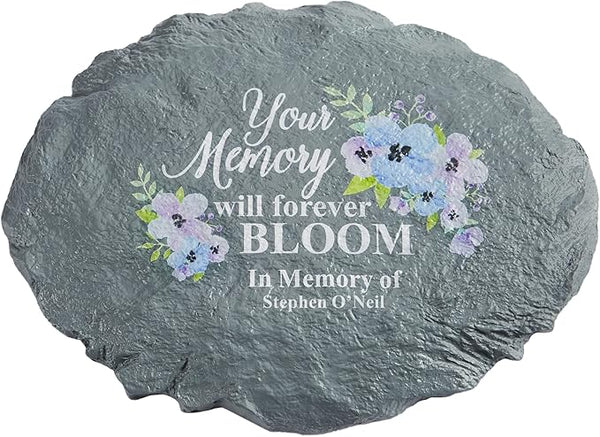Let's Make Memories Personalized Sympathy Garden Stone - Memories Bloomed - Condolence & Memorial Gift - Customize with Message -11" Lx6 Wx3 D