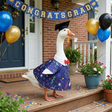 Graduation Lawn Goose Outfit, Blue Academic Graduation Gown and Mortarboard Cap Fits 23 Inch Yard Porch Goose for Yard Garden Outdoor Statue