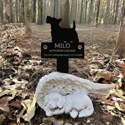Custom Dog Grave Markers Outdoor with Pet Breed Icons, Personalized Metal Waterproof Rustproof Pet Grave Markers, Dogs Headstone for Garden Yard, Sympathy Gift for Loss of Dog (Style 3)