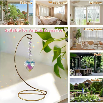 Sun Catcher Crystal Prisms,Hanging Suncatchers with Glass Prism,Birthday for Women,Mom,Wife,Rainbow Maker Ornaments with Stand for Windows Garden Home Decor