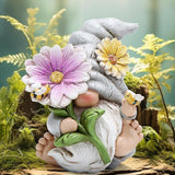 Hodao Spring Gnome Decoration Flower Elf Ornaments Decor Gifts Summer Gnome Figurines Spring Gnoms for Garden Decor Gifts for Outdoor Decor for Mom, Grandma (Grey-Man)