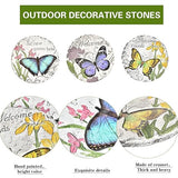 Sungmor 3PC Pretty Garden Stepping Stones, 9.8" Large Concrete Decorative Stones with Beautiful Pattern, Unique Outdoor Lawn Accents, Yard Walkway Flower Bed Wall Shelf Welcome Friends Decorations