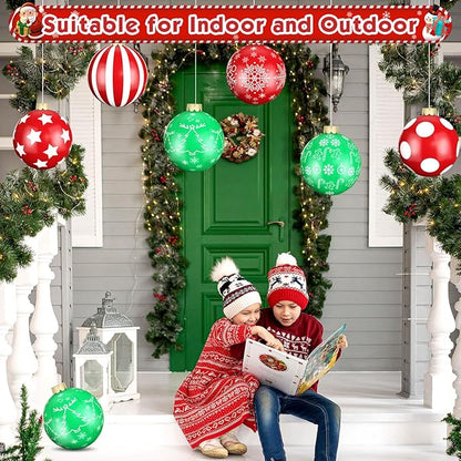 Flasoo 12 Pack Large Christmas Balls, 9 Inch Inflatable Christmas Ornaments for Outdoor Decoration, Big Christmas Ornaments Balls for Front Door Yard Tree Hanging Decoration