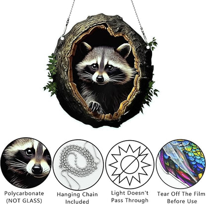 Little Raccoon Ornaments Colorful Window Hanging Decorations Home Wall Decor for Bedroom Patio Indoor Outdoor