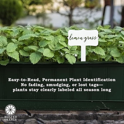 ROCC RUSTED ORANGE CRAFTWORKS CO. Window Garden Markers (5 Pack) – 60+ Varieties, Metal Plant Markers for Outdoor Use, Weather-Resistant Labels & Tag Stakes for Herbs, Vegetables & Flowers