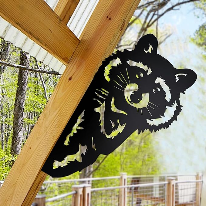 Cute Raccoon Tree Peek-A-Boo Garden Statue - Raccoon Hanging Garden Stake Outdoor Tree Decor for Patio - Funny Raccoon Gifts for Nature Lovers,Rustic Garden Gifts for Christmas, Birthday, Mother’s Day