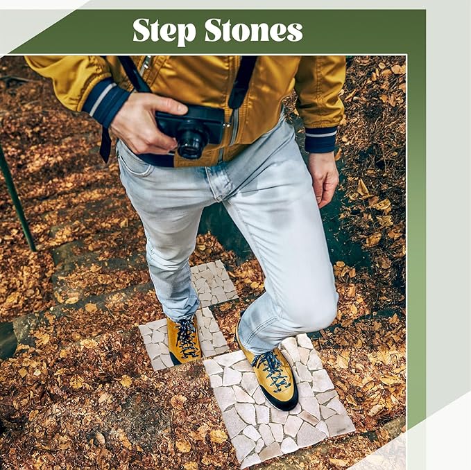 Sasylvia 6 Pcs 12 Inch Stepping Stones Pavers for Outside Walkway, Square Marble Riverstone Decor Pathway Stepping Stones for Patio Backyard Garden Walkway Pathway Outdoor Lawn Yard Decorations