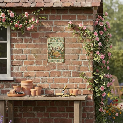Vintage Metal Garden Sign, That's What I Do I Garden I Drink Wall Decor, Funny Gardening Gifts for Women, Home Patio Yard Art, 8 x 12 Inches