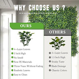 Artificial Boxwood Panels,20"x 20"(12P) 4-Layer Leaf UV-Protected Grass Wall Backdrop Panels for Outdoor, Indoor, Garden&Fence Covering Privacy, Backyard and Decor