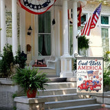 4th of July Garden Flags for Outside,Patriotic American Truck with Buffalo Plaid Small Yard Flags for Outdoor, Memorial Day Decorations for Holiday Summer 250th USA Anniversary 12x18 Inch Double Sided