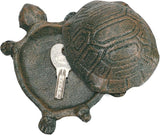 JUXYES Turtle Cast Iron Key Hider Outside Spare Door Key Box Outdoor Small Garden Statues Ornament, Turtle Indoor Decoration Jewelry Trinkets Box for Key, Ear Studs, Ring, Paper Clip