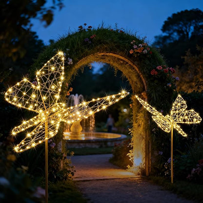 Flacchi Solar Garden Lights Outdoo Waterproofr - Butterfly Decor with 240LED, Solar Powered Iron Easy to Install for Pathway Garden Decorations Patio Decor Yard Decoration