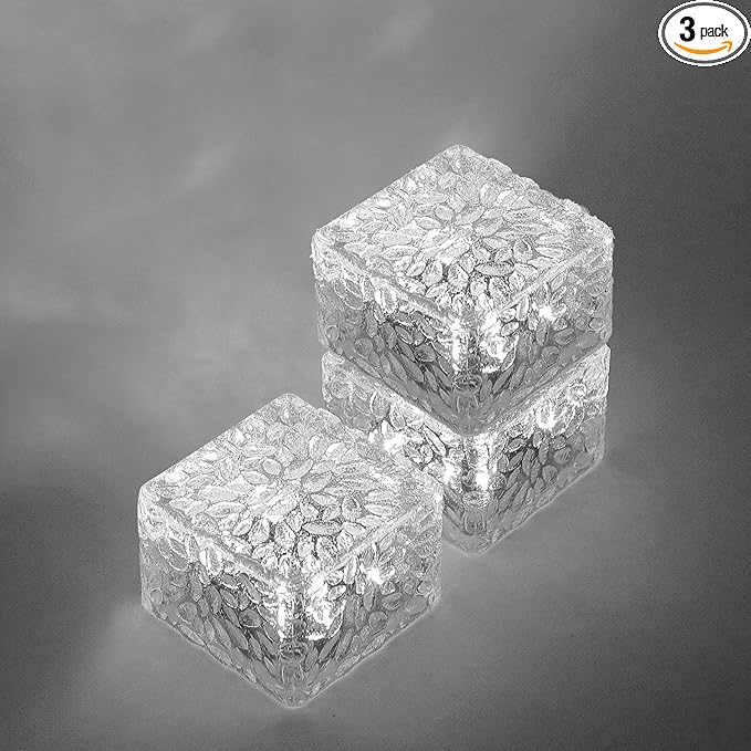 MLKNK Solar Brick Lights-Outdoor Solar Lights for Yard-Solar Brick Landscape Path Light 3 Pack LED Light Brick Garden Decor for Pathway Patio Walkway Backyard Decoration