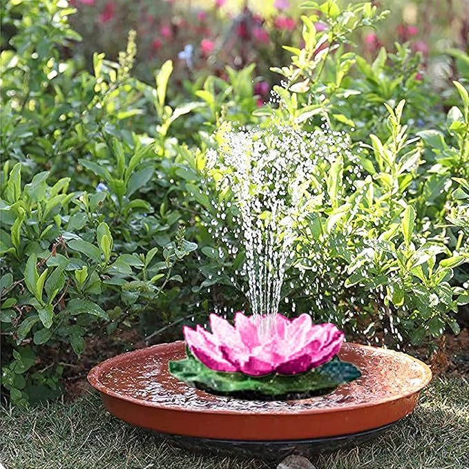 Water Fountain Outdoor Bird Bath Solar Fountain with 6 Nozzles Free Standing Floating Lotus Outdoor Water Fountain Solar Water Fountain Pump for Patio,Pond,Garden,Fish Tank,Pool Decorations
