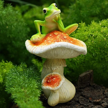 Frog Garden Decor, Outdoor Frogs Garden Statue for Yard, Garden, Indoor Outdoor Decoration and Housewarming Gift, Thinking Frog Statue