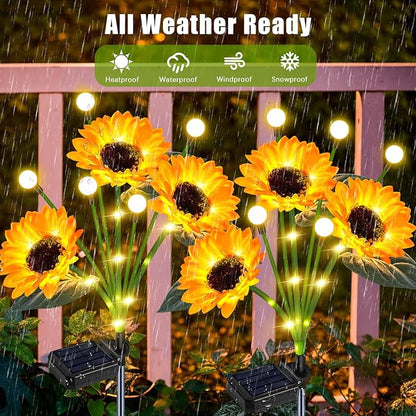 Solar Sunflower Lights 6 Pack Waterproof LED Firefly Garden Decor for Mom Grandma